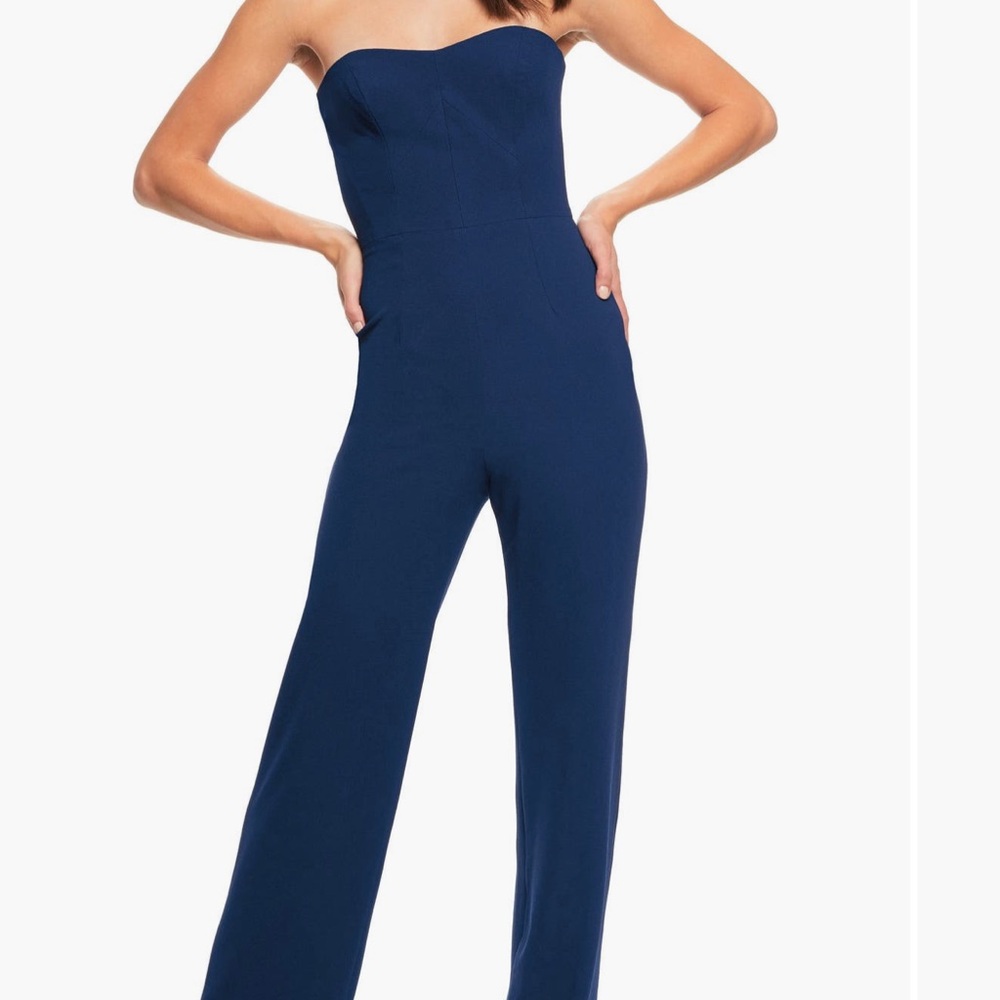 Dress the Population Navy Strapless Jumpsuit